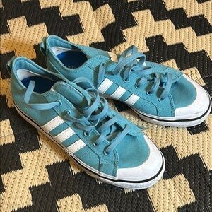 Adidas Blue and White Canvas Sneakers